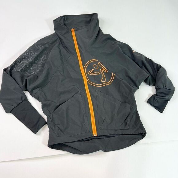 Zumba Wear Jacket Womens Small Gray Full-Zip Activewear Long-Sleeve Stand-Up Col - Picture 1 of 9